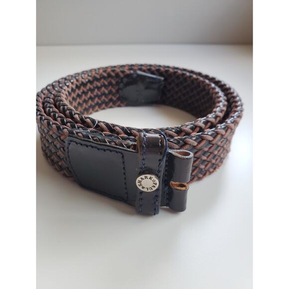 Paul & Shark Mens Braided Leather Belt Brown Black NO Buckle Italy 42in - Picture 2 of 8